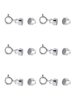 6 Pack 925 Sterling Silver Magnetic Necklace Clasp Converters w/ Spring Ring